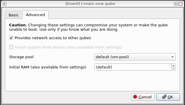 Advanced settings for sys-tailnet